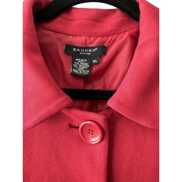 Sandro Red Button-Front Coat XL - Picture 4 of 5